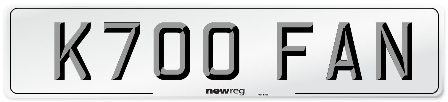 K700 FAN Number Plate from New Reg